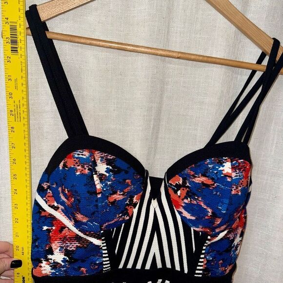 Material Girl Womens Babydoll Bustier Dress Size XL Blue Abstract Strappy Y2K - Picture 11 of 16